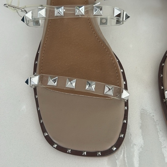 CloudAir Silver Studded Clear Strappy Block Heel Comfort Sandal Womens Sz 7.5 - Picture 6 of 14